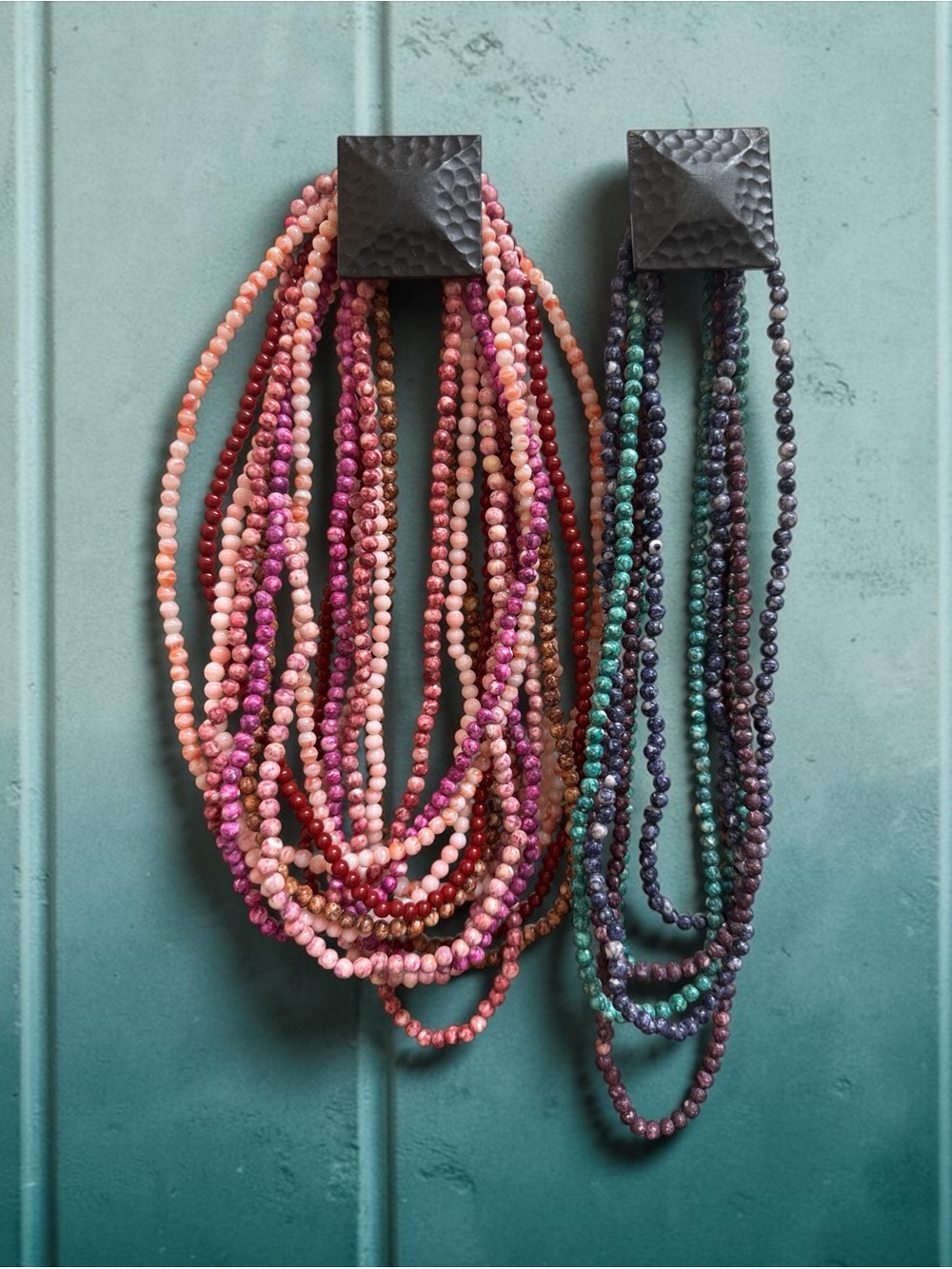 VTG 14 Strand Beaded Necklace Lot 30"-35" Boho Gemstone Glass Seed Bead Destash